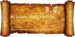 Milosev Gyárfás névjegykártya